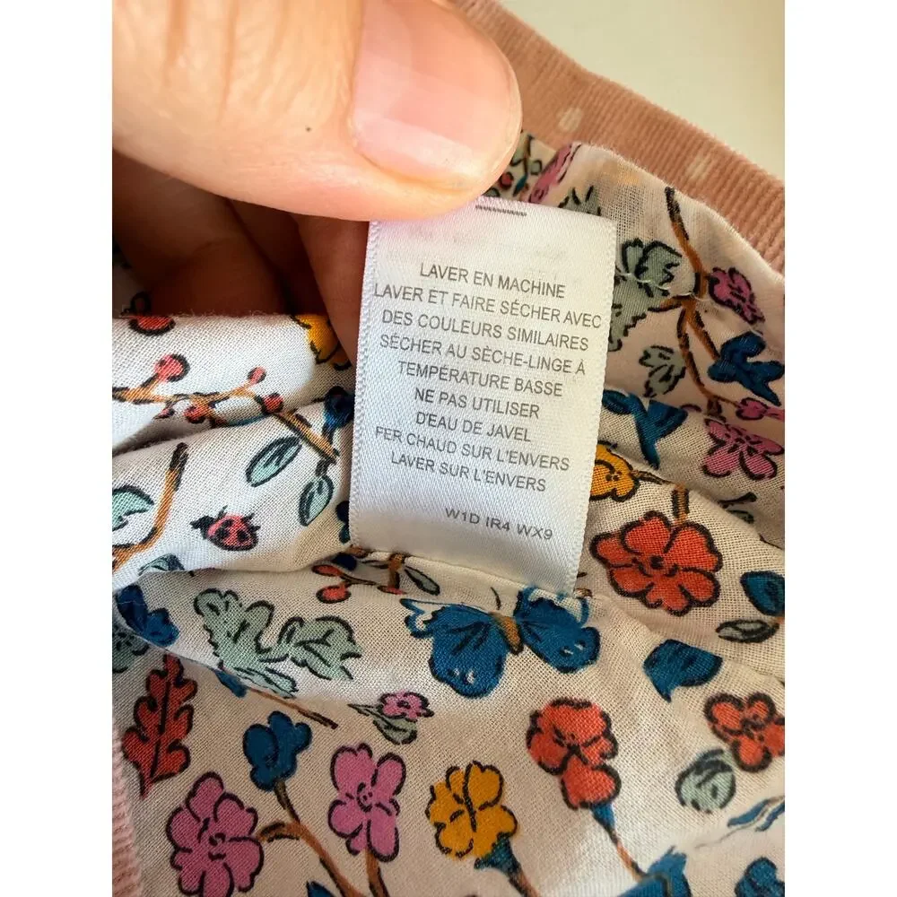 Baby Boden Pink Smocked Squirrel Corduroy Pinafore Dress 6-12M